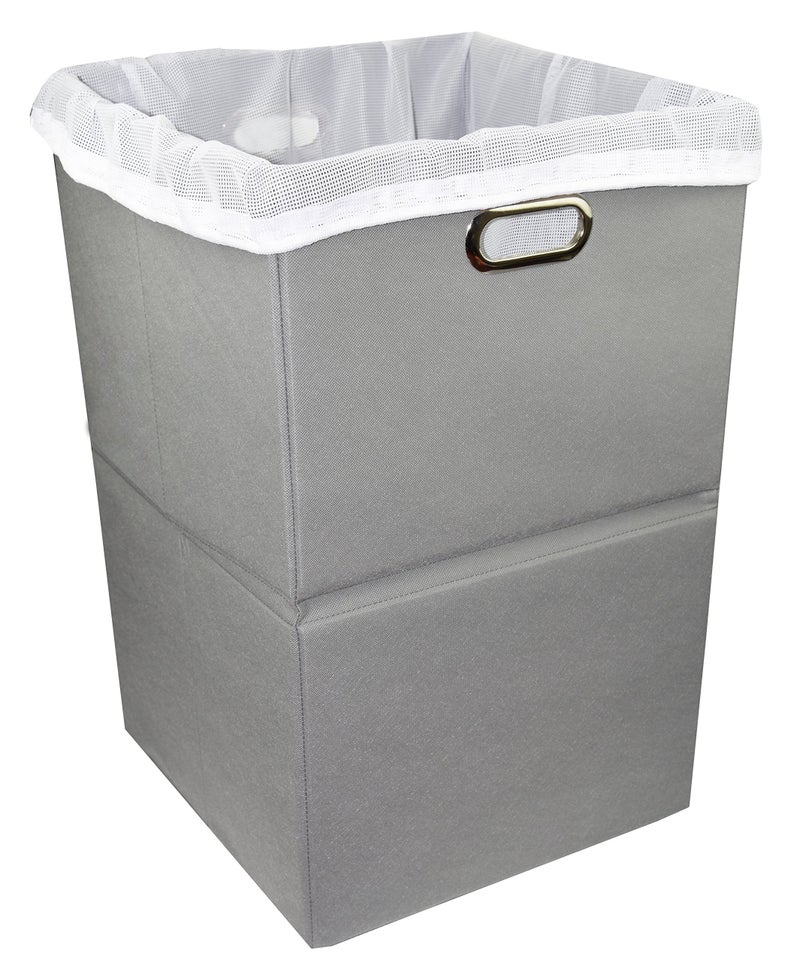 Freegrace Foldable Large Laundry Hamper With Laundry Bag - Premium Durable Non-Woven Fabric, Plastic Board, Extra-Large Size, Space-Saving & Compact Clothes Basket With Metal Handles (Gray) - Image 1